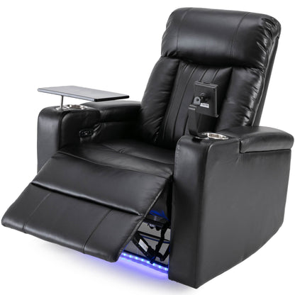 Anika Premium Power Recliner with Swivel Tray Table - Black