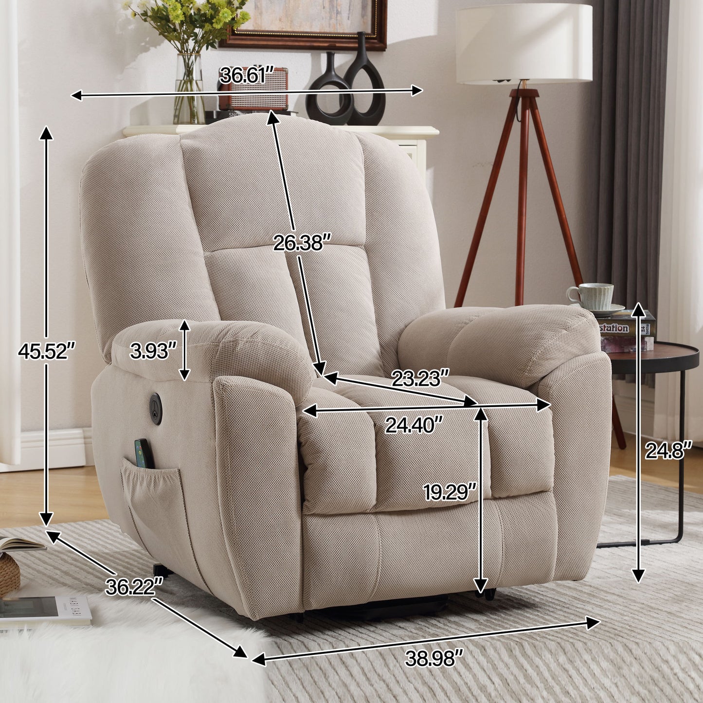 Minder Power Lift Recliner Chair Recliners - Beige