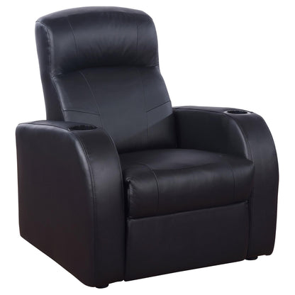 Novak Black Upholstered Recliner with Cup Holder