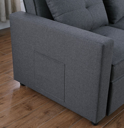 Zoey Linen Convertible Sleeper Loveseat - Dark Gray