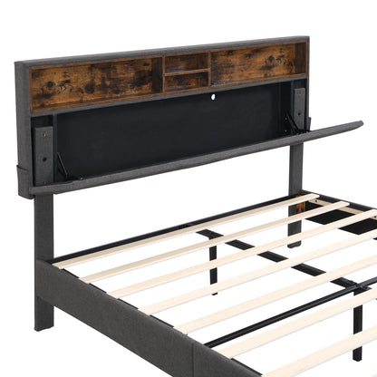 Alvin Queen Size Platform Bed Frame - Gray