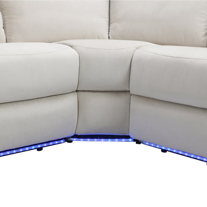 Maria Manual Recliner Chairs Set with LED Light Strip - Beige