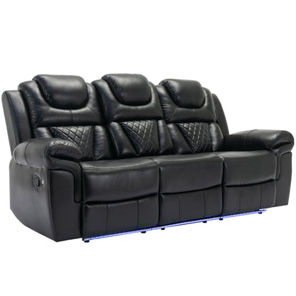 Milo 3 Pieces Recliner Sofa Sets - Black