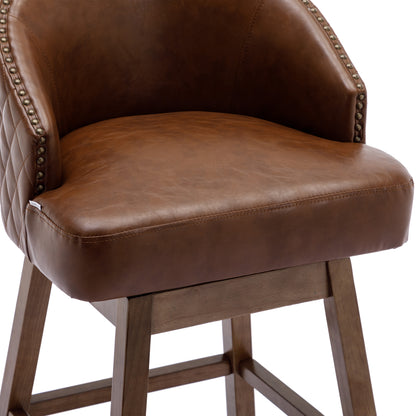 COOLMORE PU Leather Bar Stools - Brown Set of 2