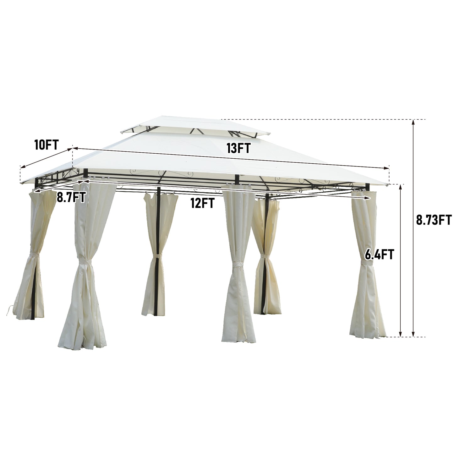 Ewa 13 x 10 ft Outdoor Patio Gazebo Canopy Tent - Beige