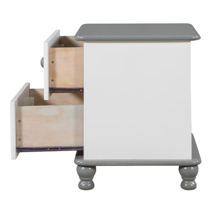 Kaito Wooden Nightstand - White+Gray