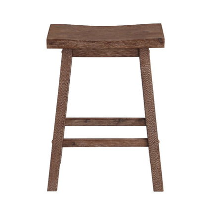 Wooden Frame Saddle Seat Counter Height Stool - Brown