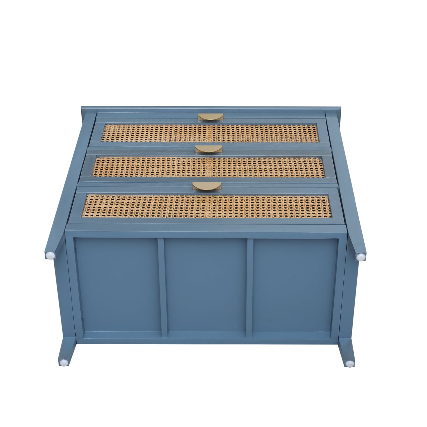 Valerie Natural Rattan 3 Drawer Cabinet - Blue