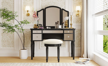 Hannah Makeup Vanity Set for Bedroom - Black