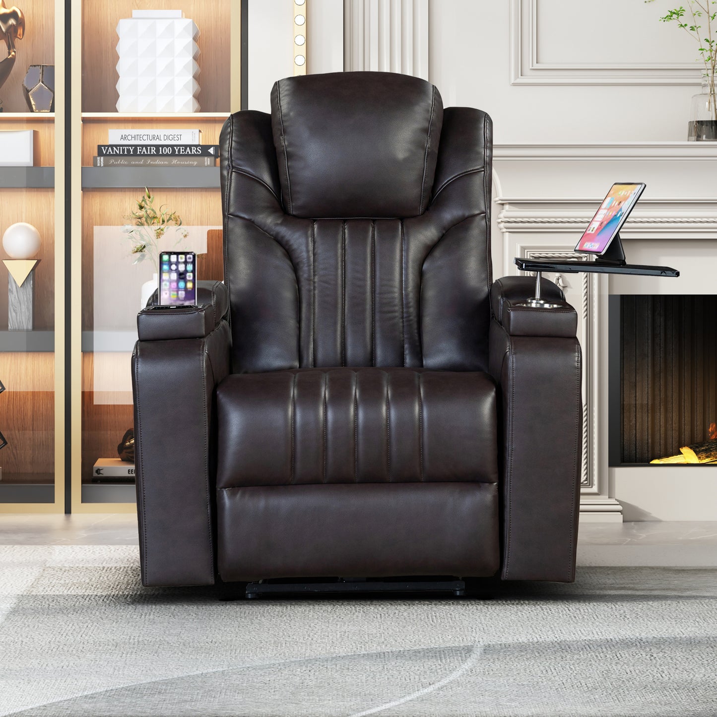 Morris PU Leather Power Recliner - Brown