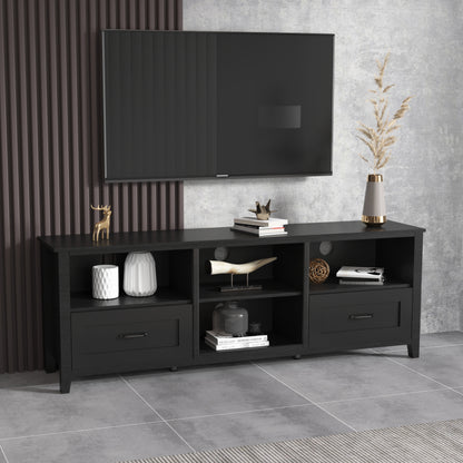 Sydney 70 Inches TV Stand with 2 Drawers - Black