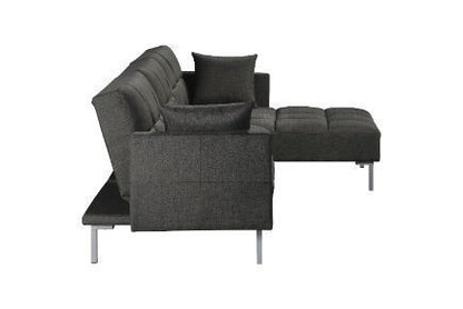 Teena Adjustable Sectional Fabric Sofa w/2 Pillows - Dark Gray