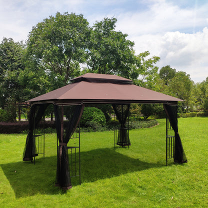 Kay 13 x 10 ft Outdoor Patio Gazebo Canopy Tent - Brown