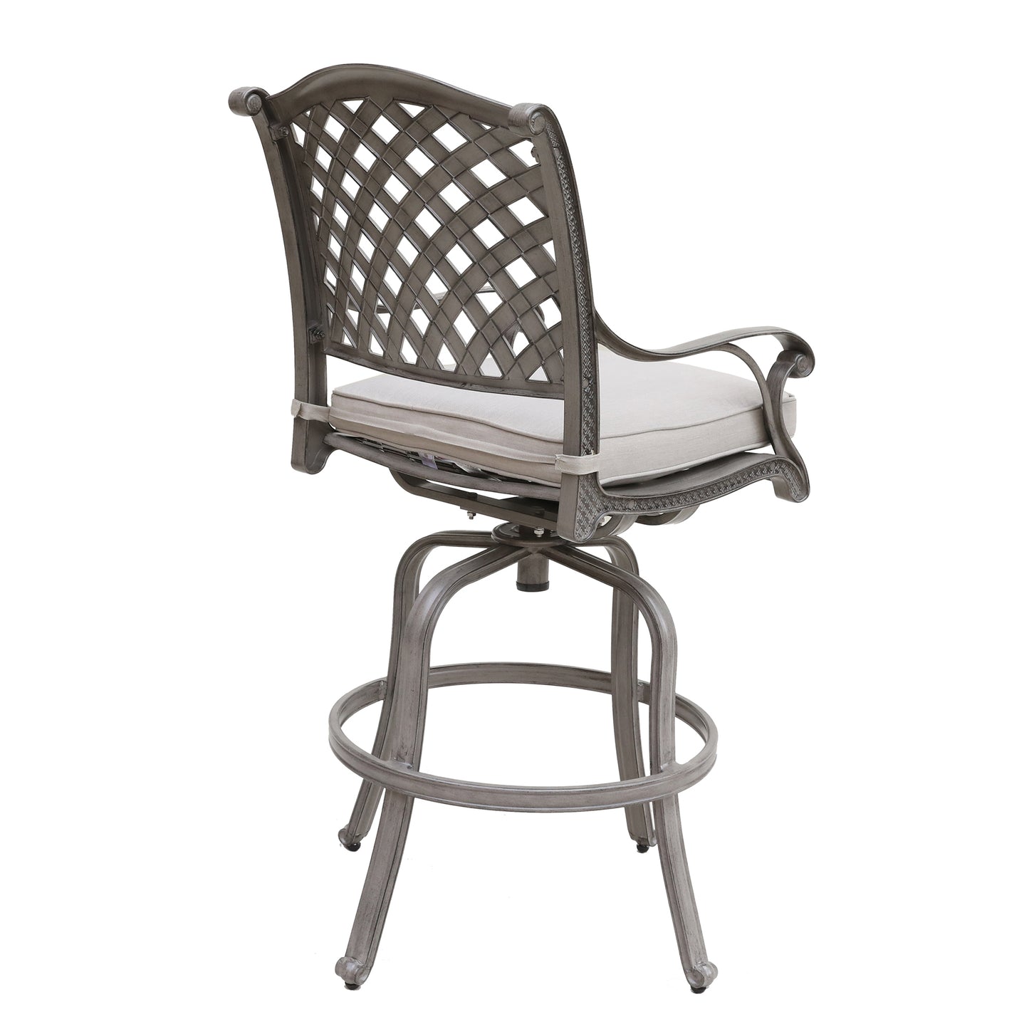 Cast Aluminum Bar Stool With Cushion - Gray Set of 2