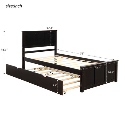 Iso Twin Size Platform Bed with Twin Size Trundle - Espresso