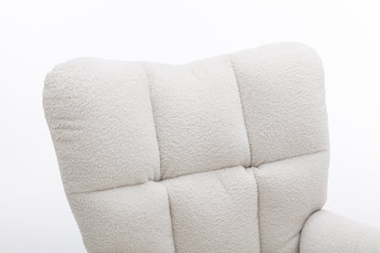 Noble Wool Fabric Upholstered Rocking Chair - White