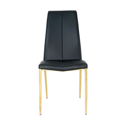 Shona Pu Dining Chairs with Gold Metal Leg (Set of 4) - Black