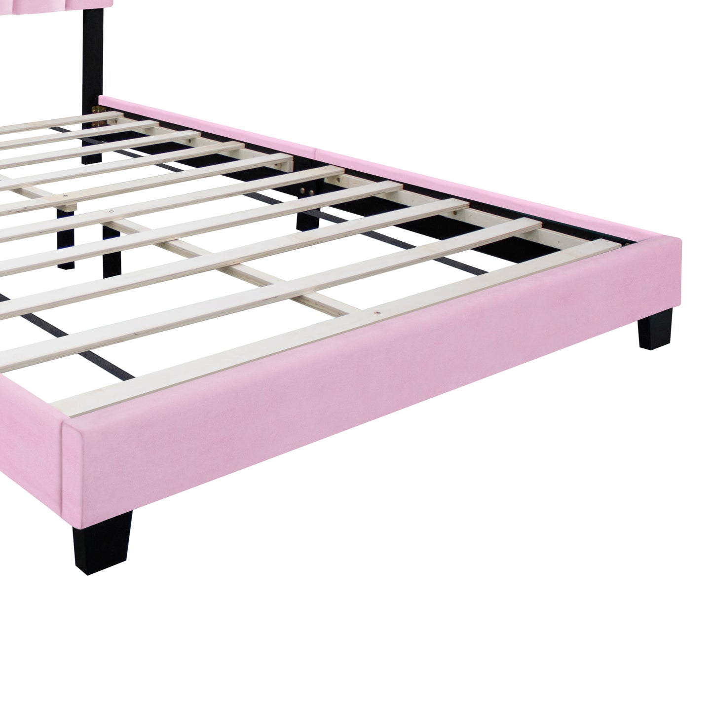 York Queen Size Platform Bed with Adjustable Height - Pink