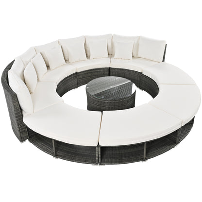 Serrano 9 Pc Outdoor Patio Circular Outdoor Sofa Set - Beige