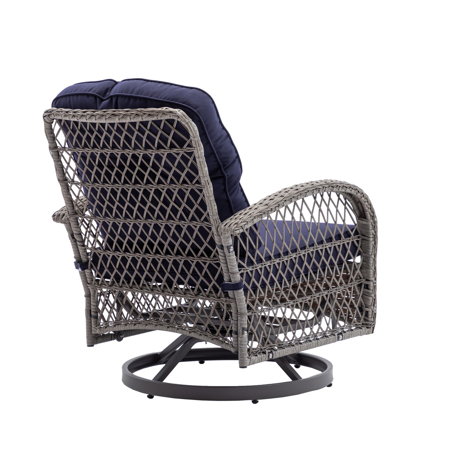 Tompkins 3 Pc Outdoor Swivel Rocker Patio Chairs - Navy Blue