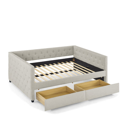 Teza Full Size Daybed with Drawers - Beige