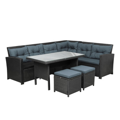 Miles 6 Pc Outdoor Patio Sectional Sofa Set - Black