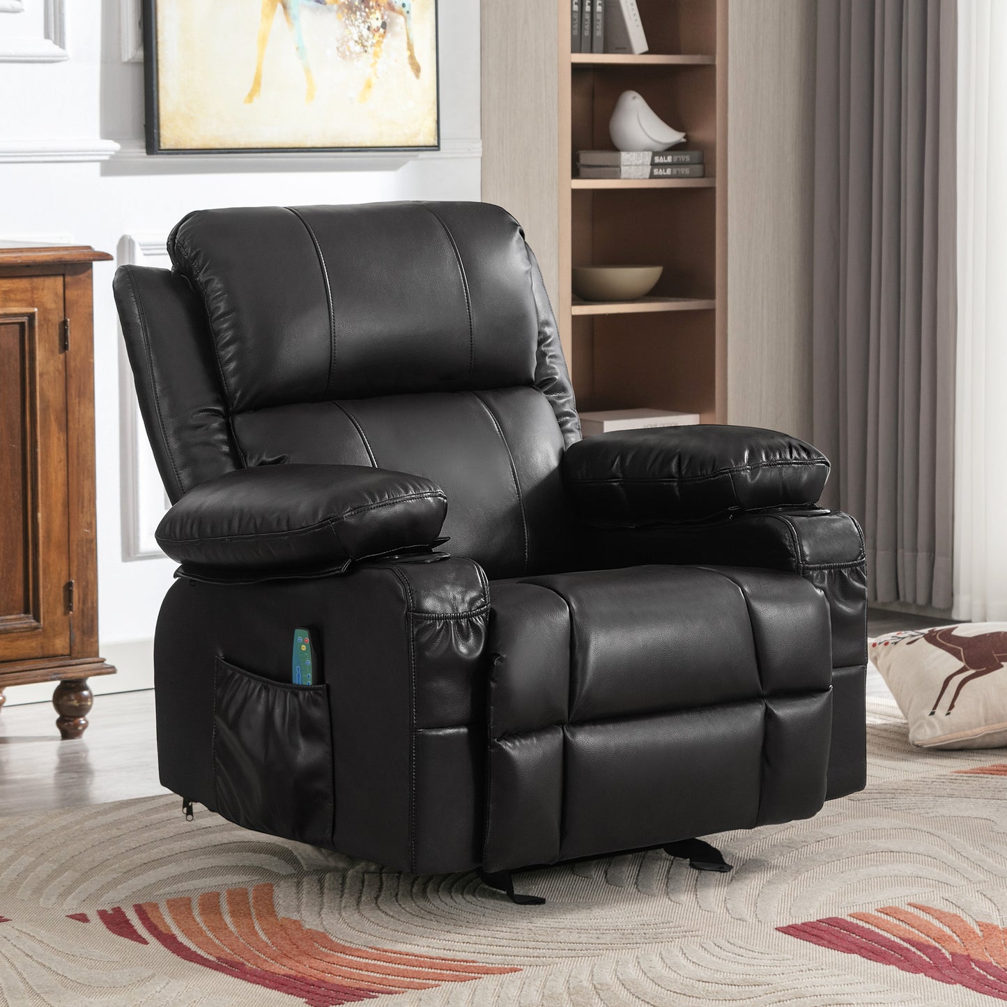 Marta Power Recliner with Massage and Heat - Black