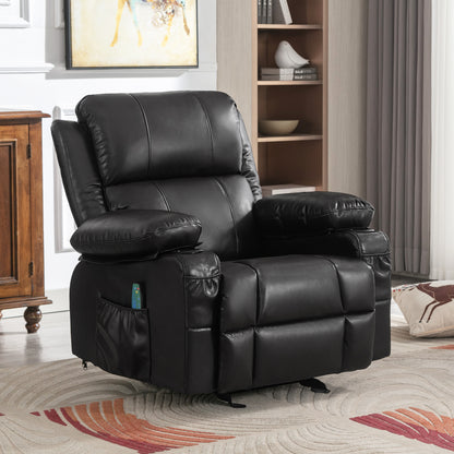 Marta Power Recliner with Massage and Heat - Black