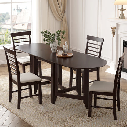 Ivan 5pc Dining Set Extendable Table 4x Side - Dark Brown