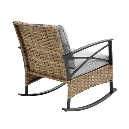 Stearns 3 Pc Rocking Rattan Set - Gray