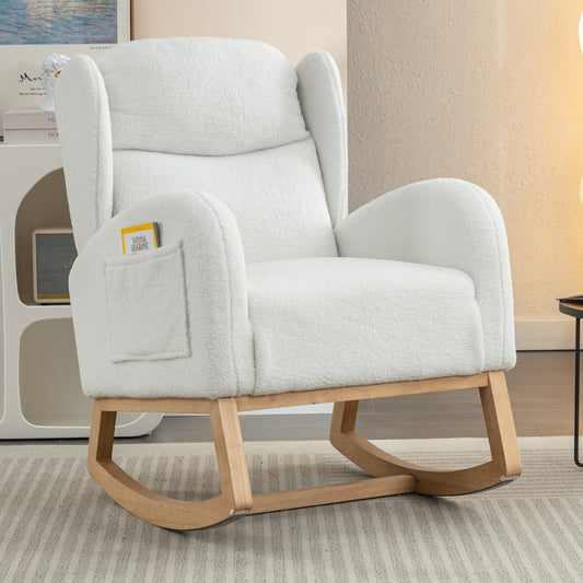 Nadia Teddy Fabric Rocking Chair - Ivory