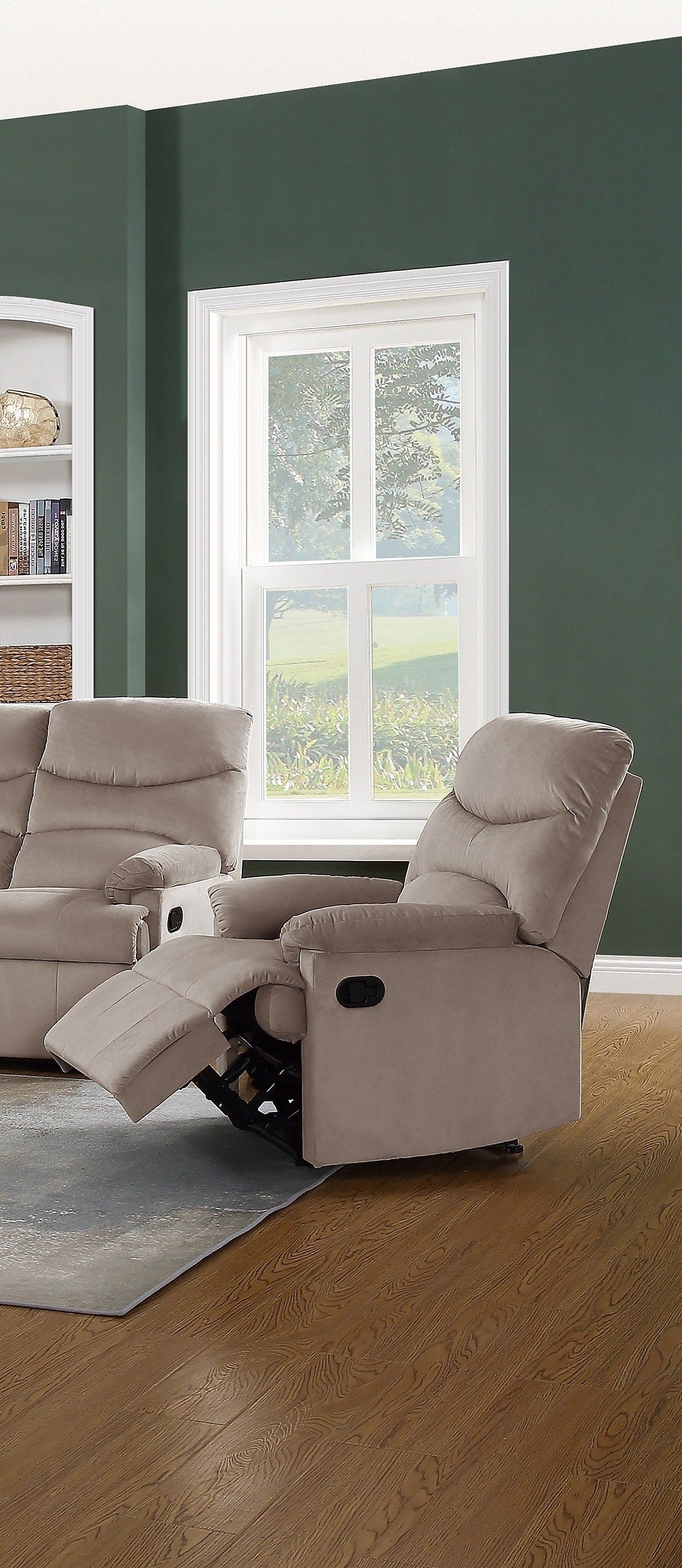 Vance Luxurious Velvet  Motion Recliner Chair - Light Brown