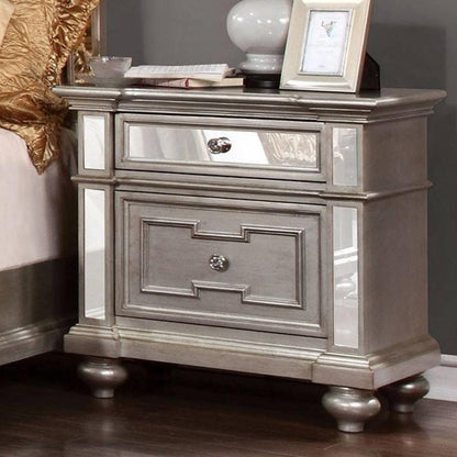 Moor Solid Wood Nightstand - Silver