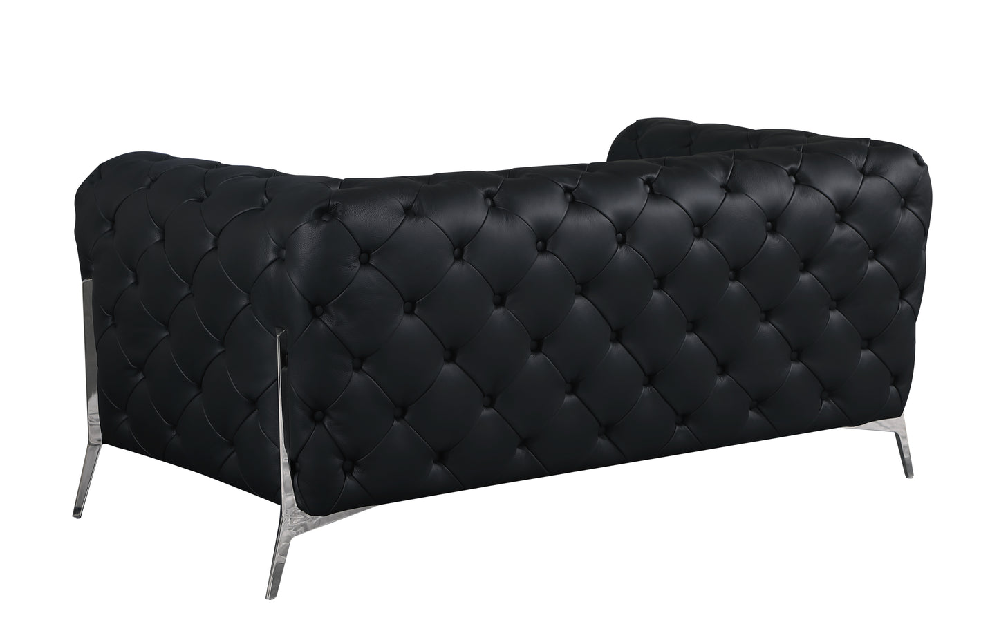 Devon Italian Leather Upholstered Loveseat - Black