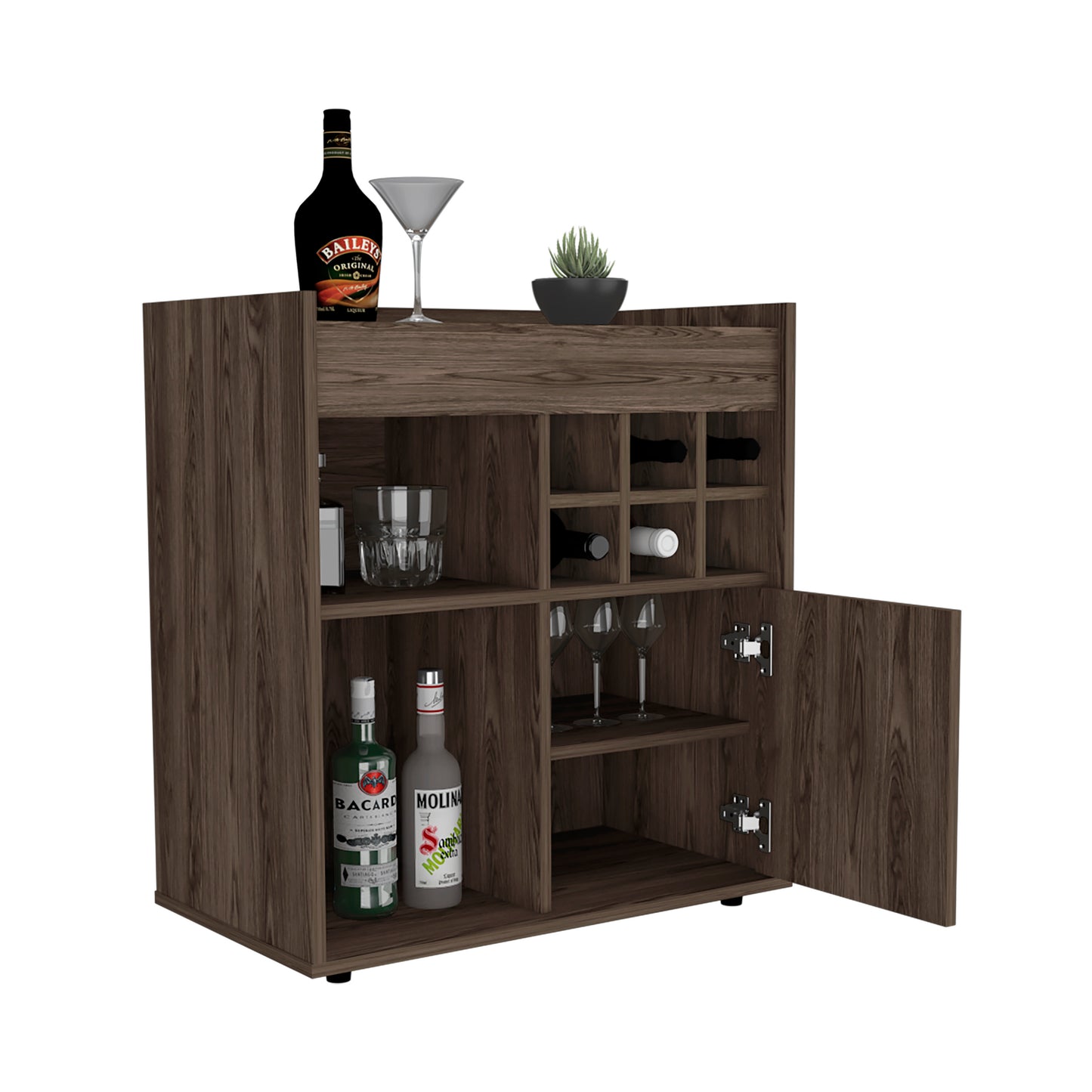 Fraser Bar Cabinet With Racks - Dark Walnut