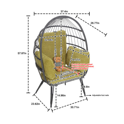 Mora Egg Wicker Outdoor Indoor Basket Chair - Olive Green