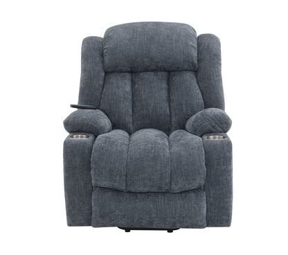 Omarion Velvet Power Recliner w/Lift, Heating & Massage - Blue