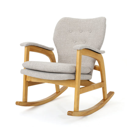 Indo Mid-Century Fabric Rocking Chair - Wheat