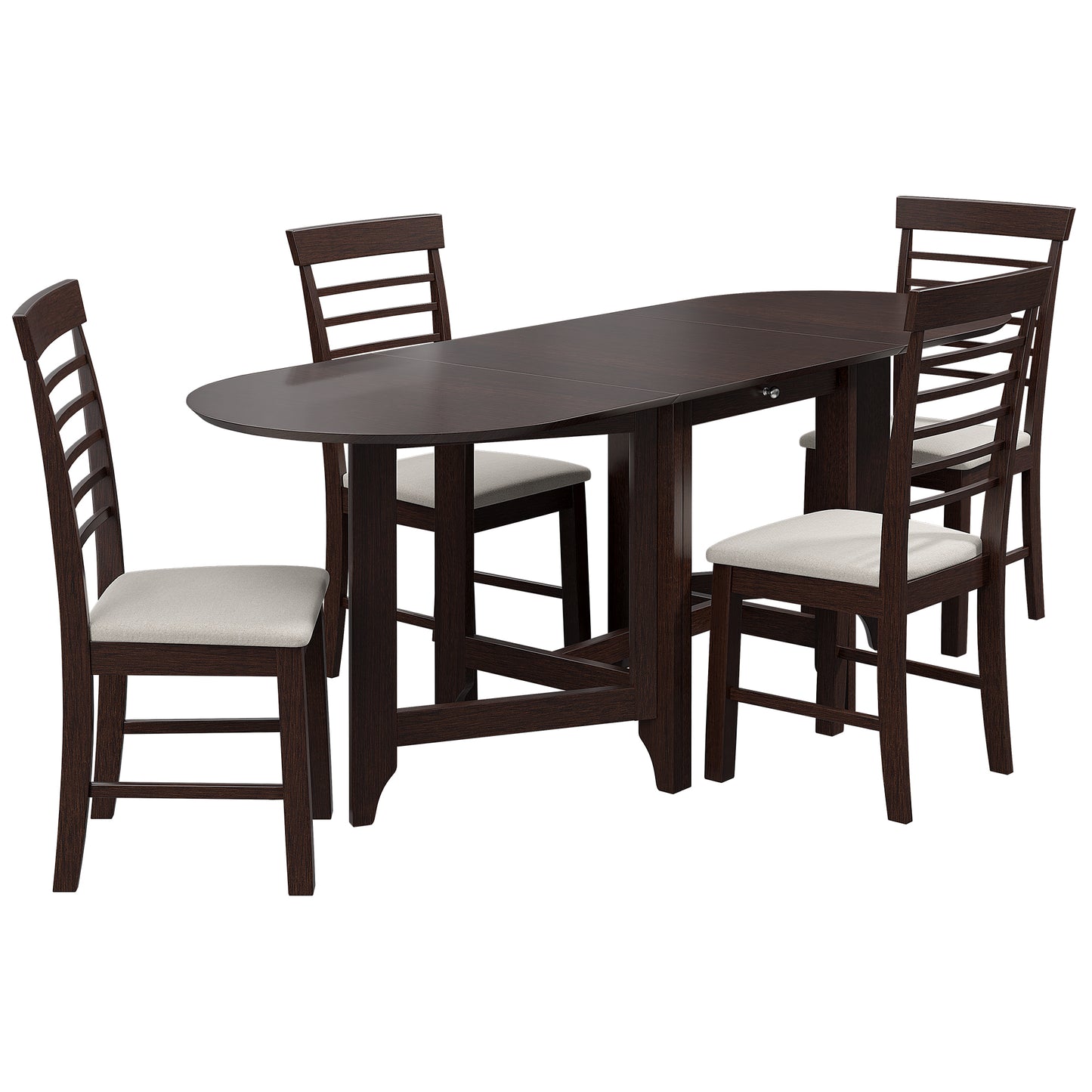 Ivan 5pc Dining Set Extendable Table 4x Side - Dark Brown