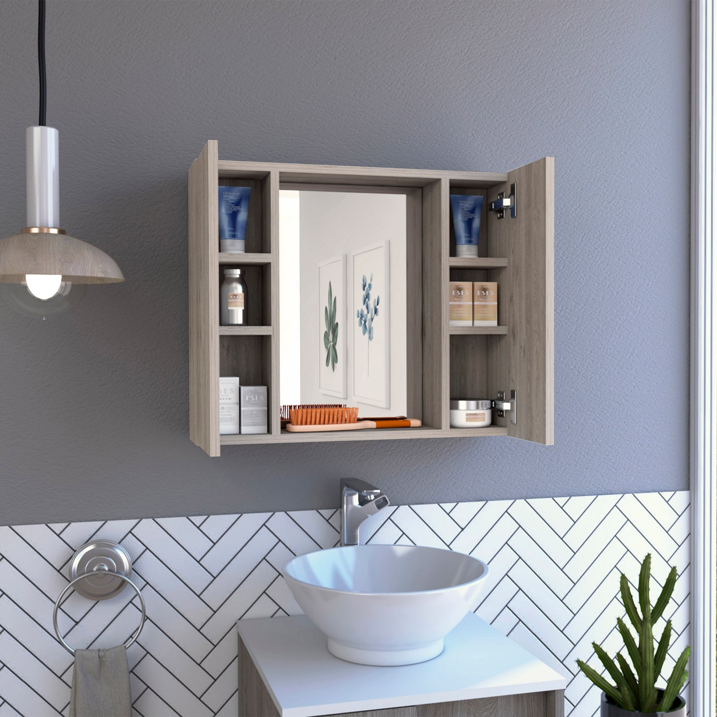 Mid Medicine Cabinet  - Light Gray