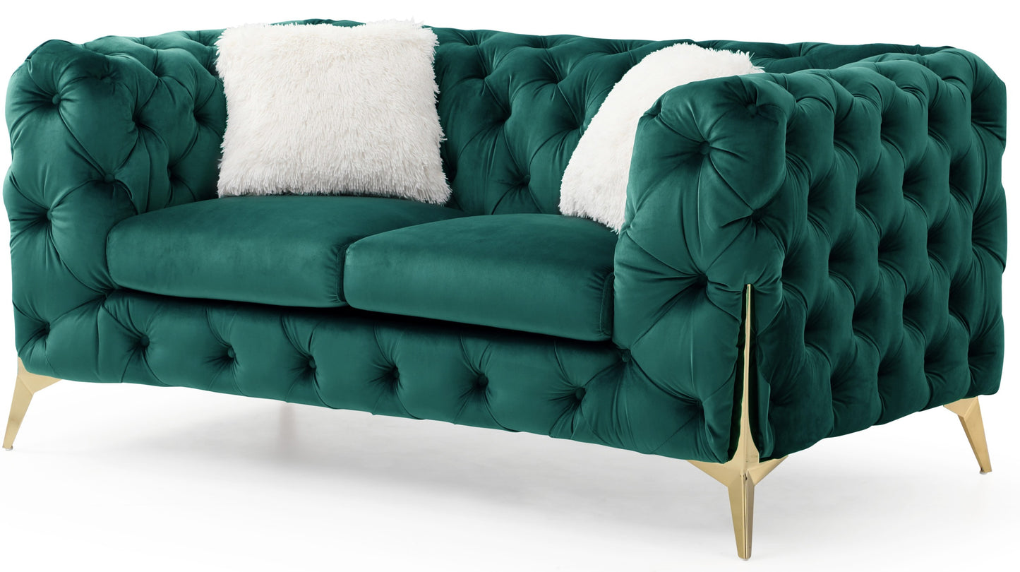 Pratt Tufted Velvet Loveseat - Green