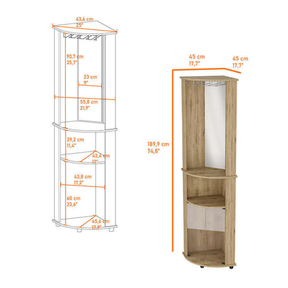 Kempwell 2-Door 2-Shelf Corner Bar Cabinet with Glass Rack - Macadamia