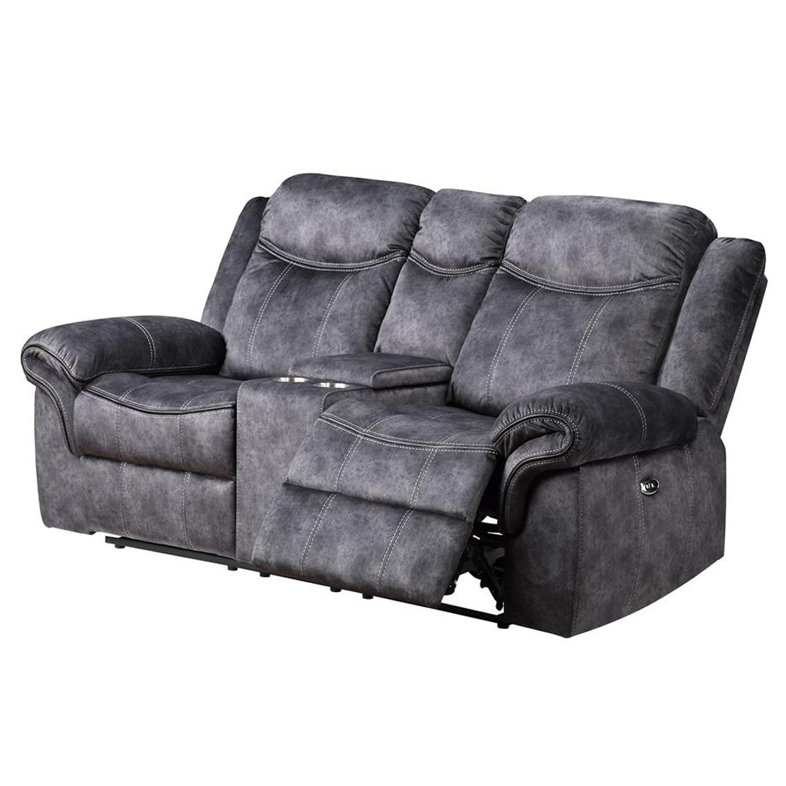 Domino Power Recliner Console Loveseat - Gray