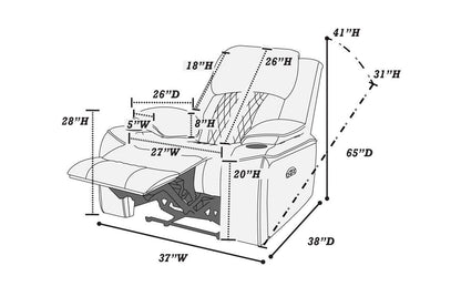 Parker Gel Leatherette Power Motion Recliner Chair - Charcoal