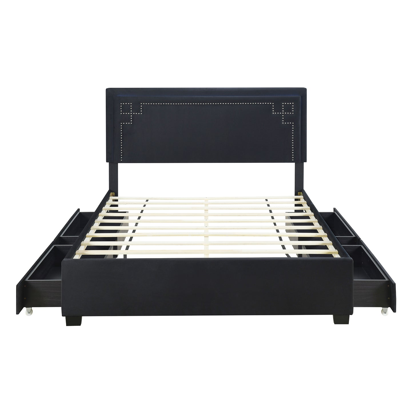 Omo Queen Size Upholstered Platform Bed - Black