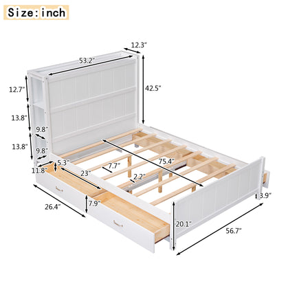 Zeal Full Size Platform Bed w Storage - White