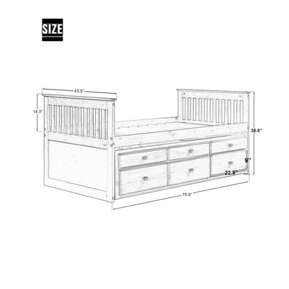 Abby Twin Daybed with Trundle Bed and Storage Drawers - White