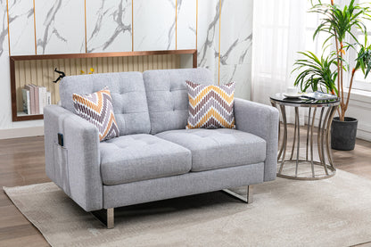 Victoria Fabric Loveseat - Light Gray