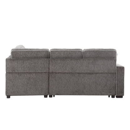 Berg L-Shaped Pull Out Convertible Sleeper Sofa - Dark Gray