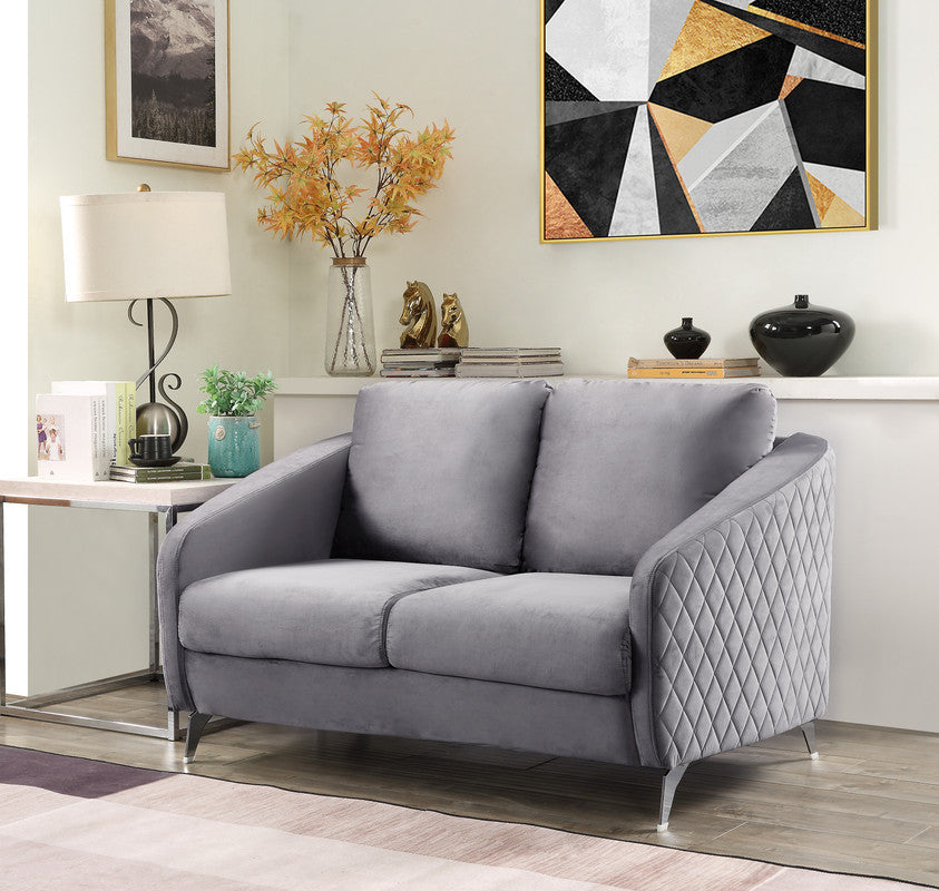 Sofia Velvet Loveseat - Gray